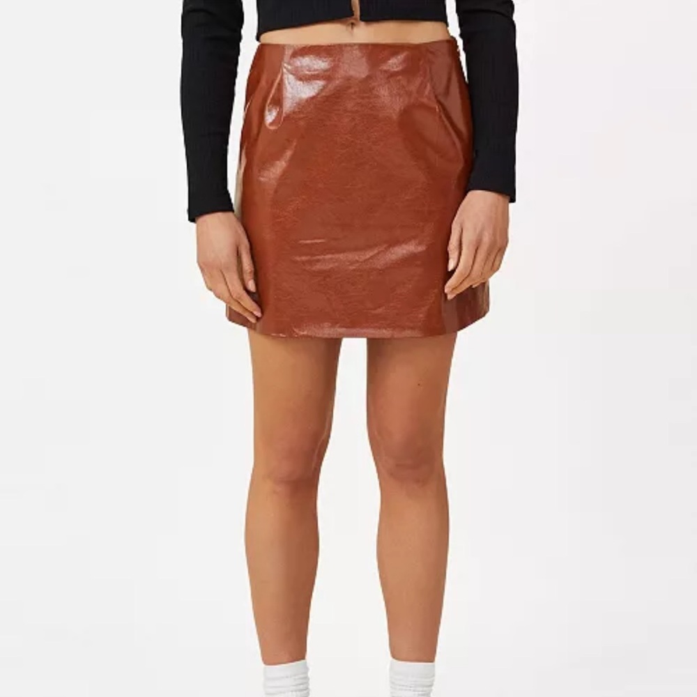 COTTON-ON Brown Faux Leather Mini Skirt